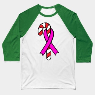 Candy Cane Awareness Ribbon (Pink) Baseball T-Shirt